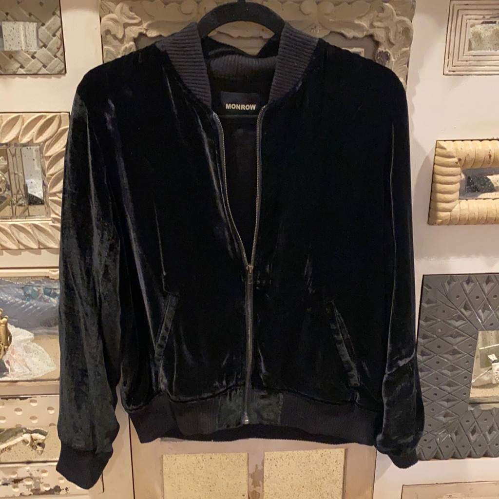 Monrow Velvet Zip Up Jacket Nwot S